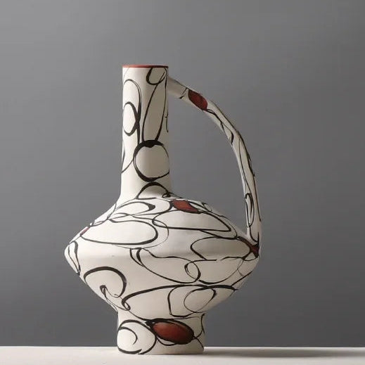 Handbemalte Keramikvase – Kreatives Ornament für Wohnzimmer & Flur
