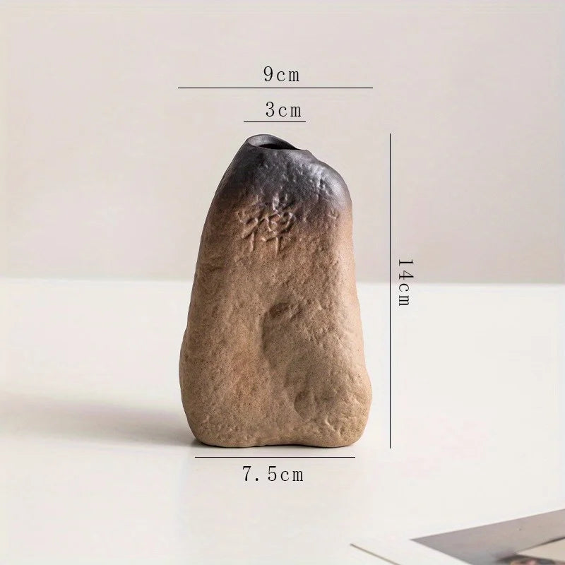 Rustikale Keramikvase in Stein-Optik