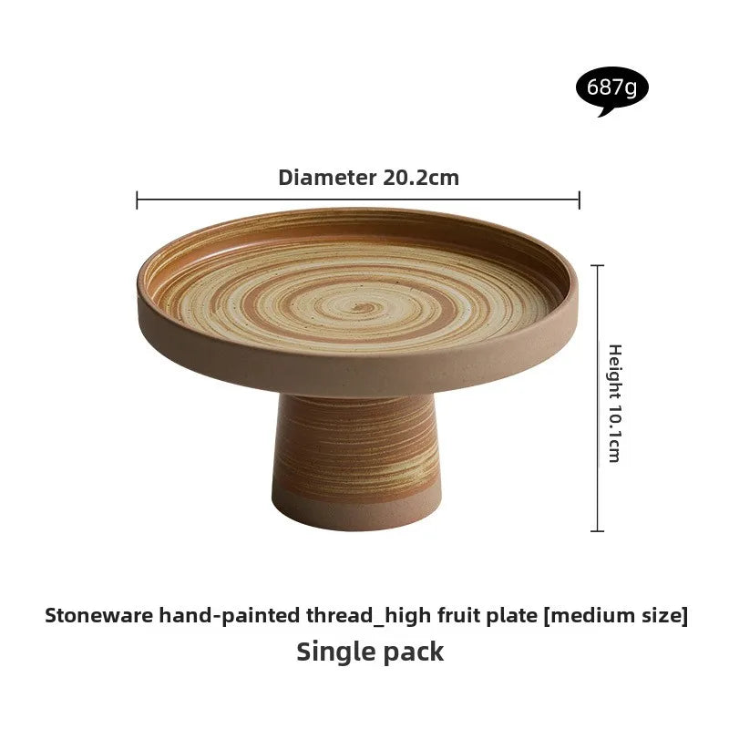 Retro Keramik Teller (Grob) auf hohem Fuß