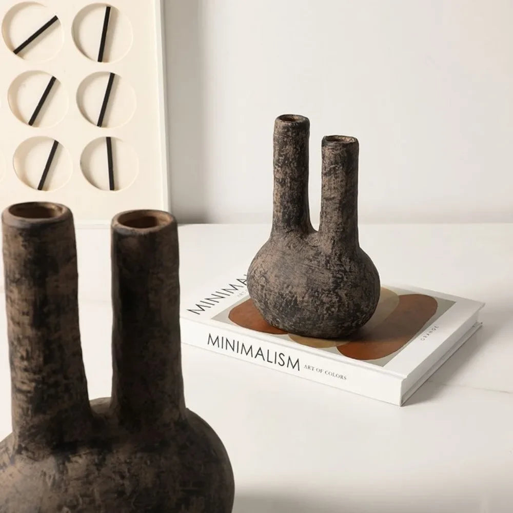 Nordische Retro Doppelrohr-Vase aus Keramik - Apoletta