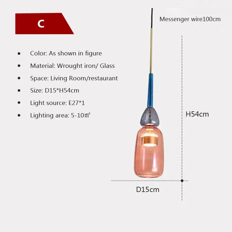 Moderne LED Glas-Pendelleuchte in Süßigkeiten-Farben - Apoletta