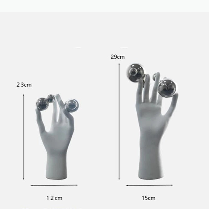 Abstrakte Silberne Handskulptur aus Harz – Kreative Heimdekoration