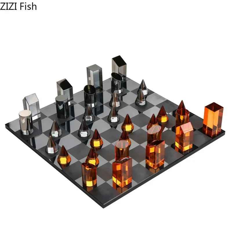 Minimalistische Kristall-Schachfigur – Geometrisches Kunstwerk - Apoletta