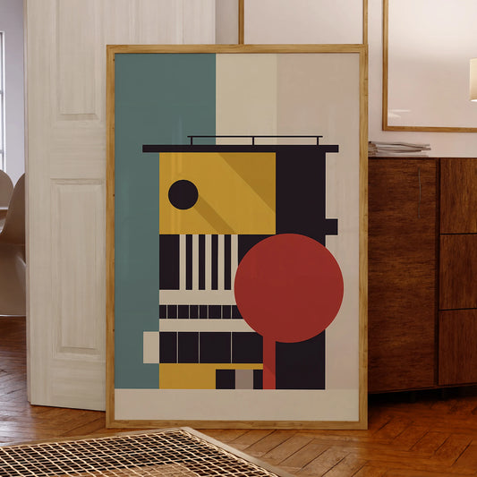 Bauhaus Wandkunst mit Aluminiumrahmen