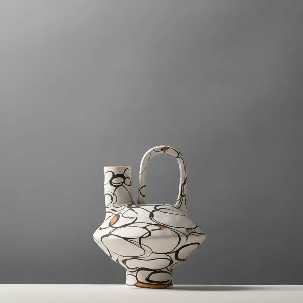 Handbemalte Keramikvase – Kreatives Ornament für Wohnzimmer & Flur