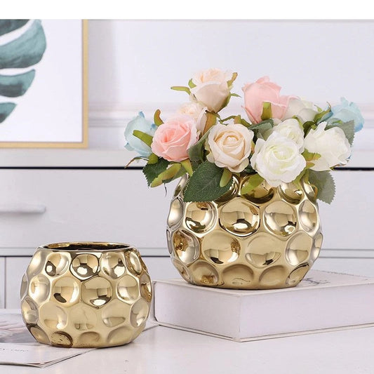 Minimalistische Goldene Keramikvase – Modernes Dekor - Apoletta