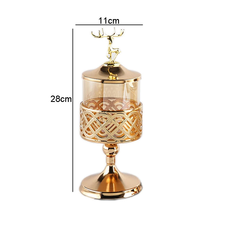 Elegantes Glasgefäß auf Metallständer (Hoher Fuß) – Multifunktional