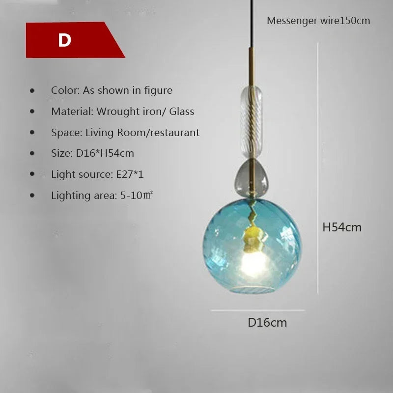 Moderne LED Glas-Pendelleuchte in Süßigkeiten-Farben - Apoletta