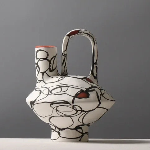 Handbemalte Keramikvase – Kreatives Ornament für Wohnzimmer & Flur