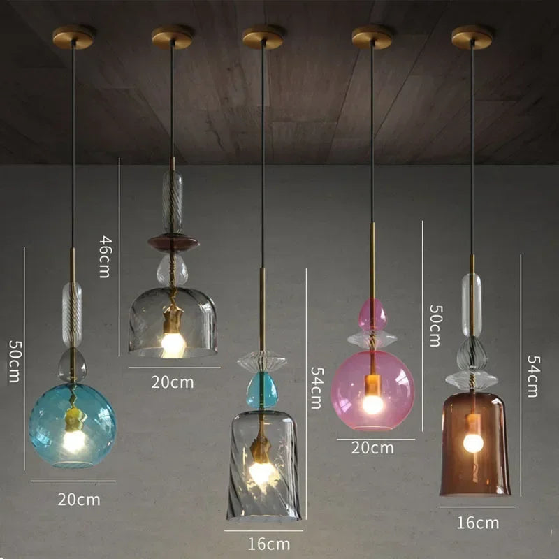 Moderne LED Glas-Pendelleuchte in Süßigkeiten-Farben - Apoletta