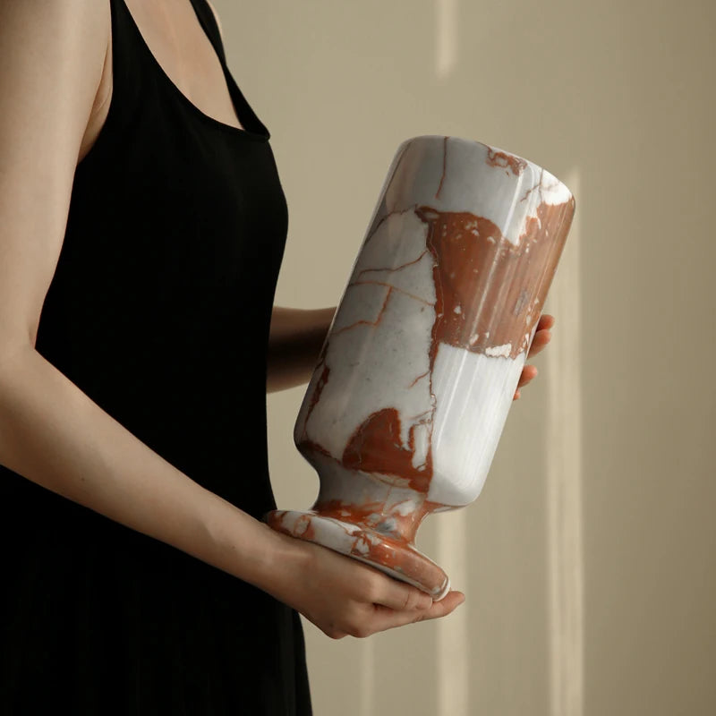 Natürliche Marmorvase (Vintage-Stil) – Heimdekoration für Tisch & Kaminsims - Apoletta