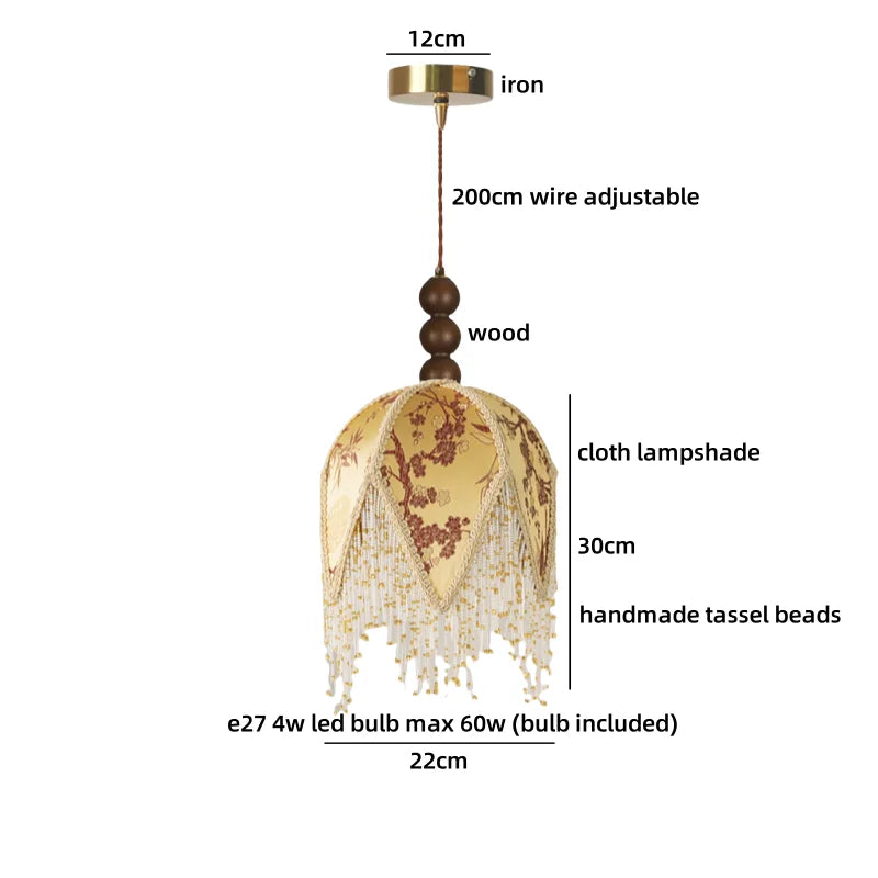 Moderne LED Hängelampe aus Stoff (Grün/Gelb) & Gold/Eisen - Apoletta