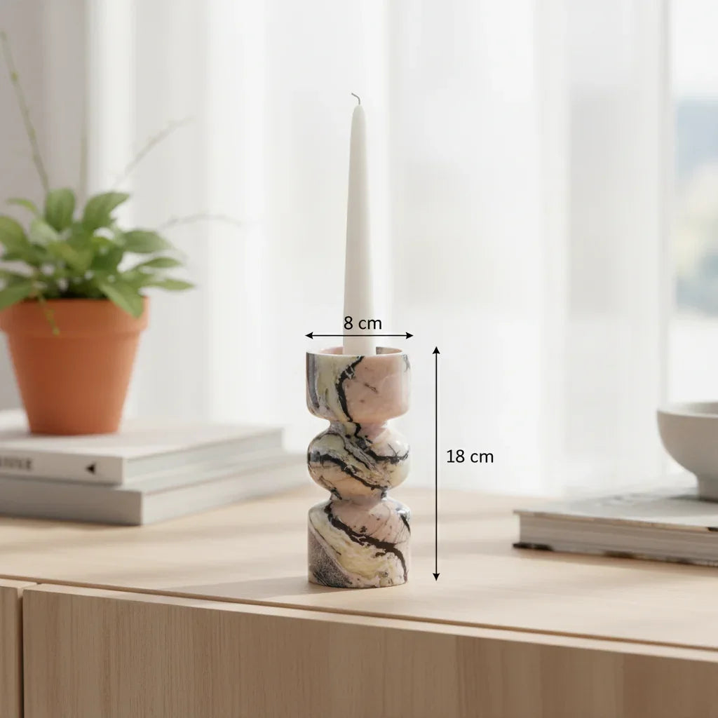 Luxuriöser Kerzenhalter aus Natürlichem Marmor für Stumpenkerzen - Apoletta