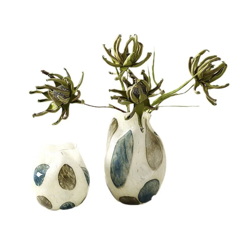 Handgefertigte Glasvase Blau-Grün Gepunktet - Apoletta