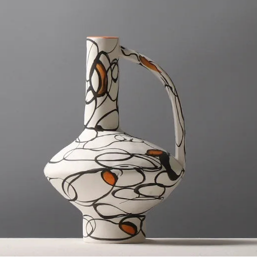 Handbemalte Keramikvase – Kreatives Ornament für Wohnzimmer & Flur