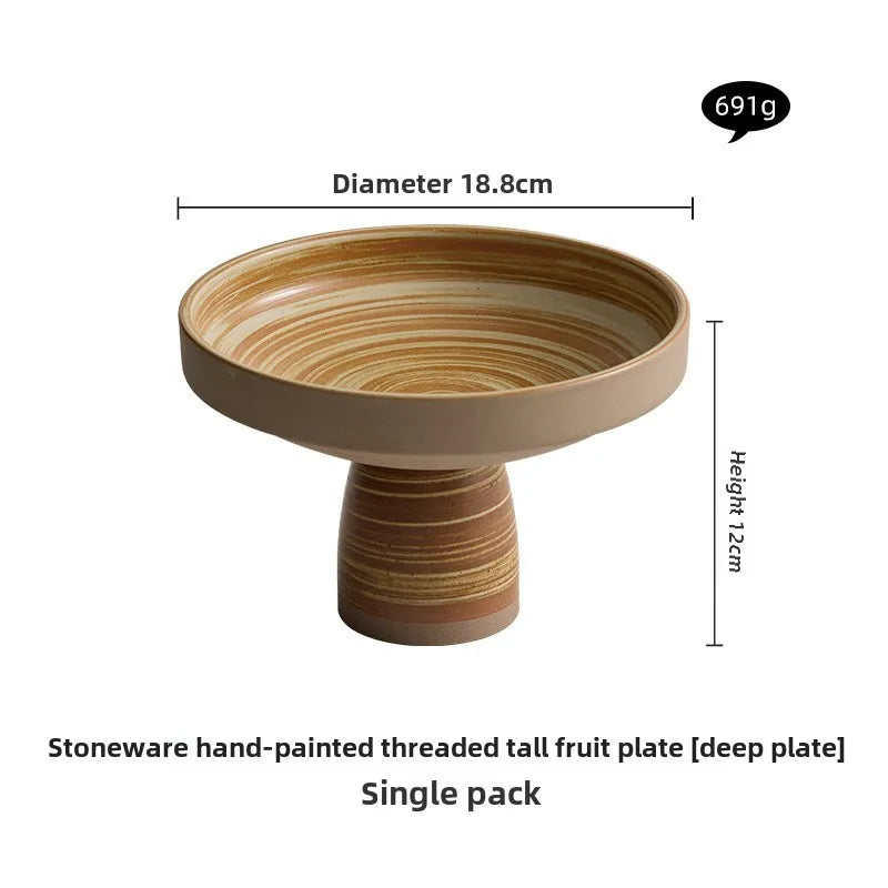 Retro Keramik Teller (Grob) auf hohem Fuß