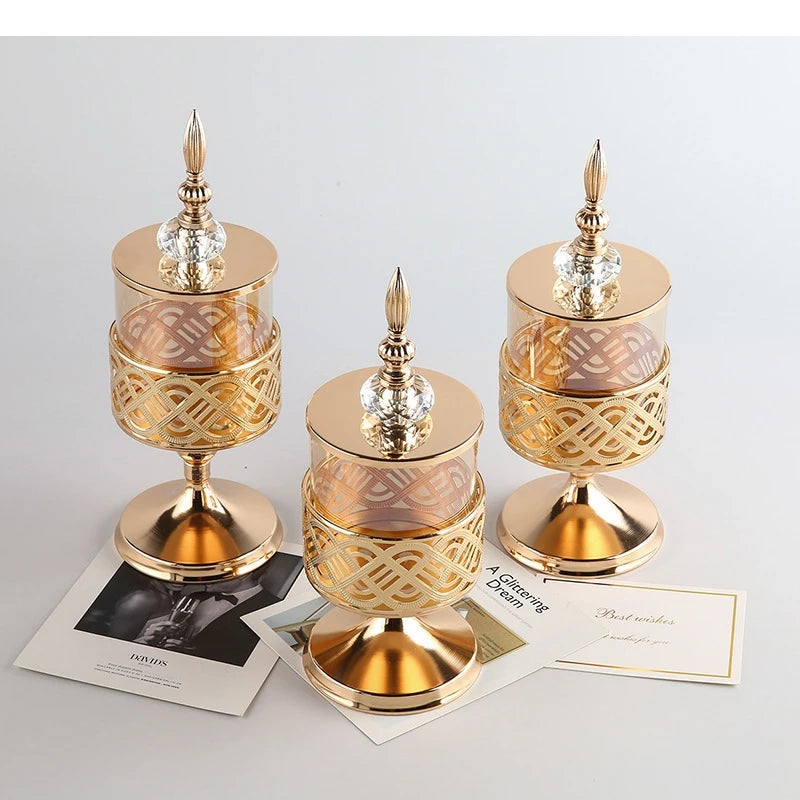 Elegantes Glasgefäß auf Metallständer (Hoher Fuß) – Multifunktional