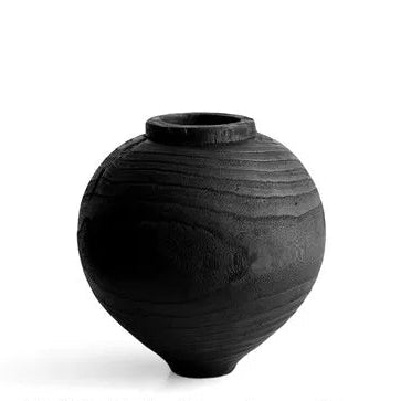 Handgefertigte Wabi-Sabi Holzvase aus Karbonisiertem Holz - Apoletta