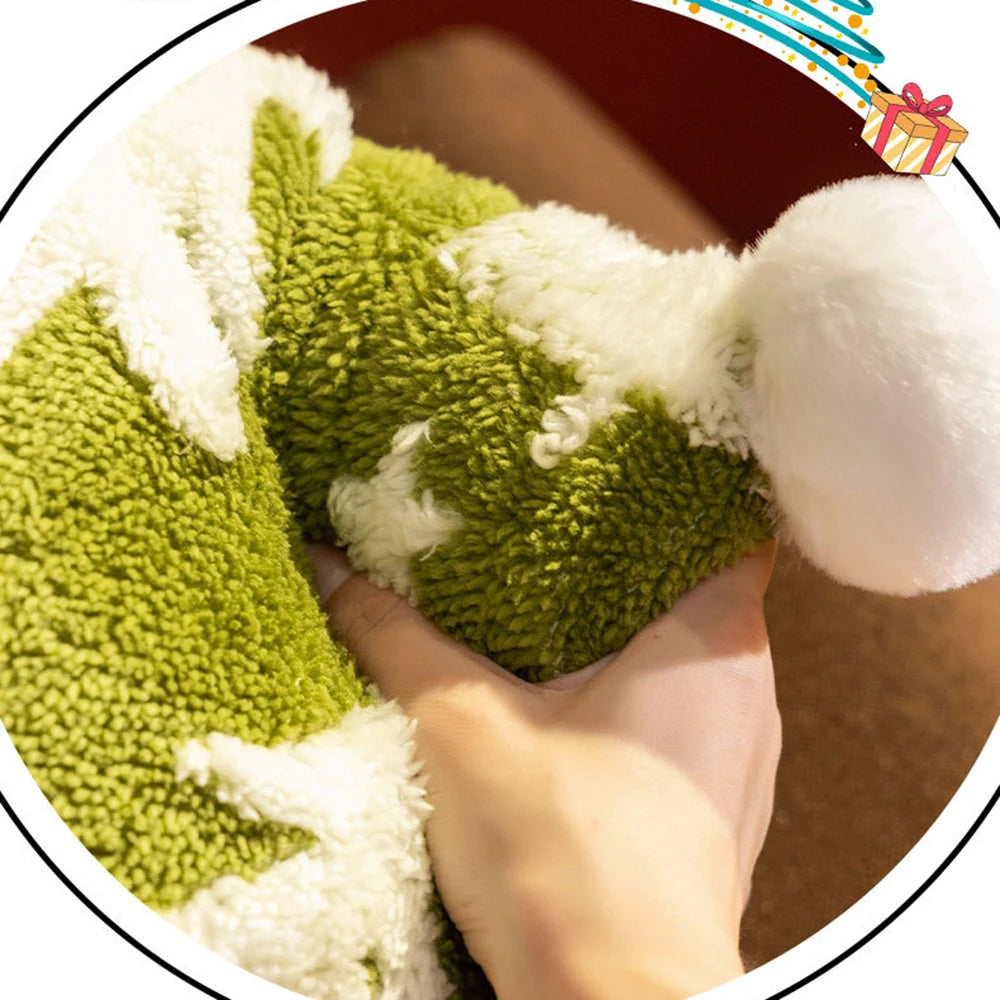 Weihnachtskissen Rot Grün (Plüsch & Jacquard) – Festliches Dekokissen - Apoletta