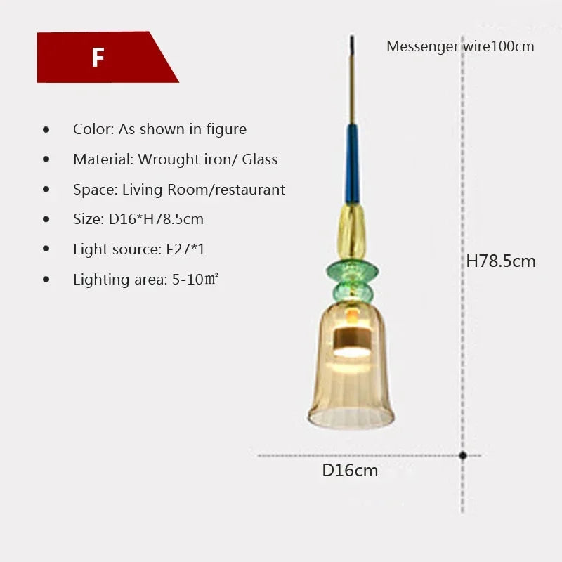 Moderne LED Glas-Pendelleuchte in Süßigkeiten-Farben - Apoletta