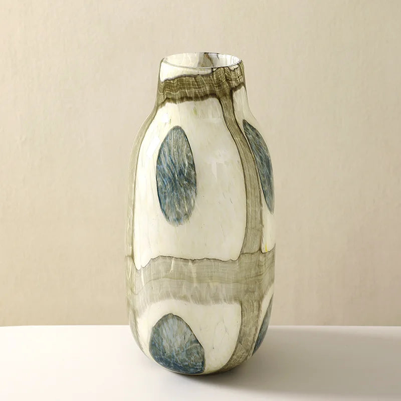 Handgefertigte Glasvase Blau-Grün Gepunktet - Apoletta