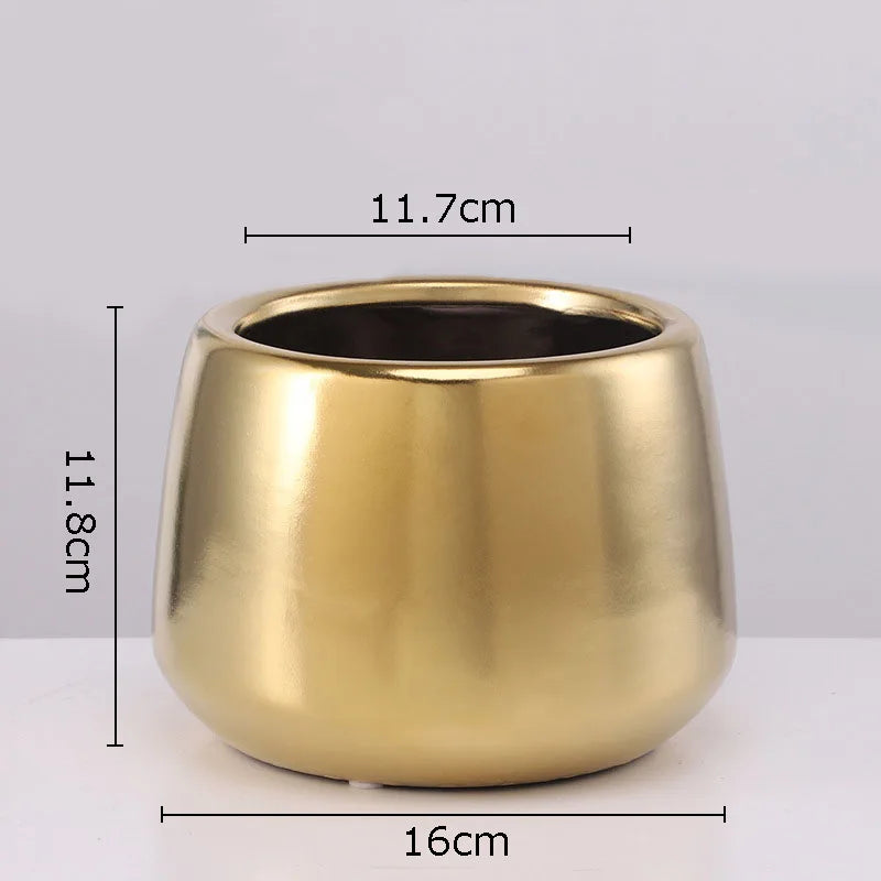 Minimalistische Goldene Keramikvase – Modernes Dekor - Apoletta