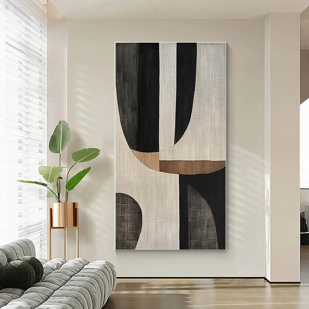 Abstraktes Ölgemälde auf Leinwand, Grau/Braun