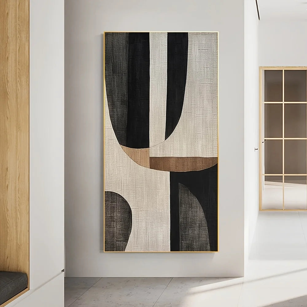 Abstraktes Ölgemälde auf Leinwand, Grau/Braun