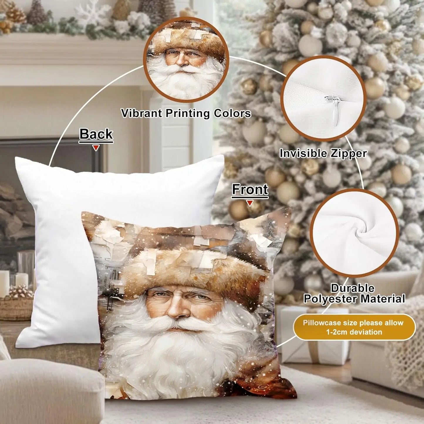 Weihnachts-Kissenbezüge (4er-Set) aus Weichem Plüsch (Elch & Schneemann) - Apoletta