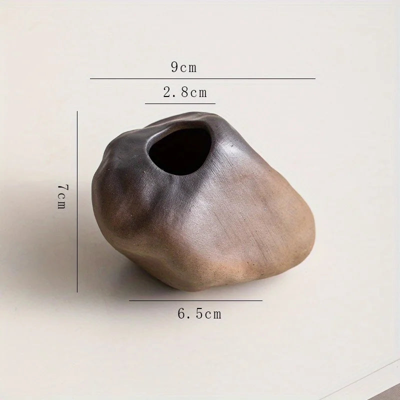 Rustikale Keramikvase in Stein-Optik
