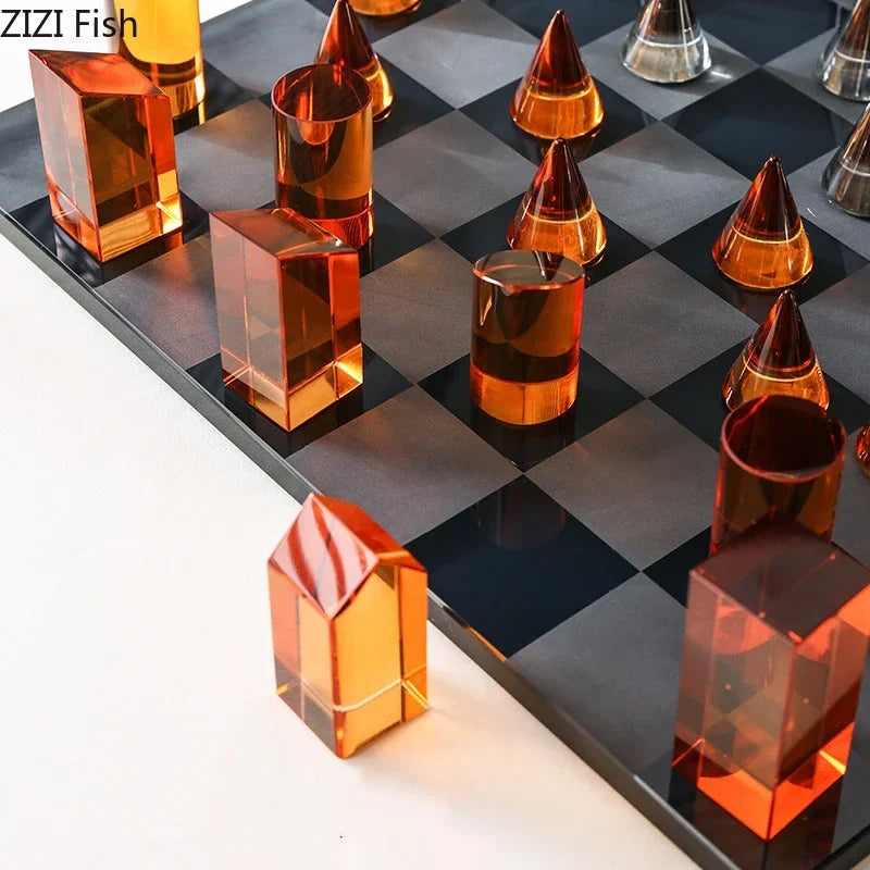 Minimalistische Kristall-Schachfigur – Geometrisches Kunstwerk - Apoletta