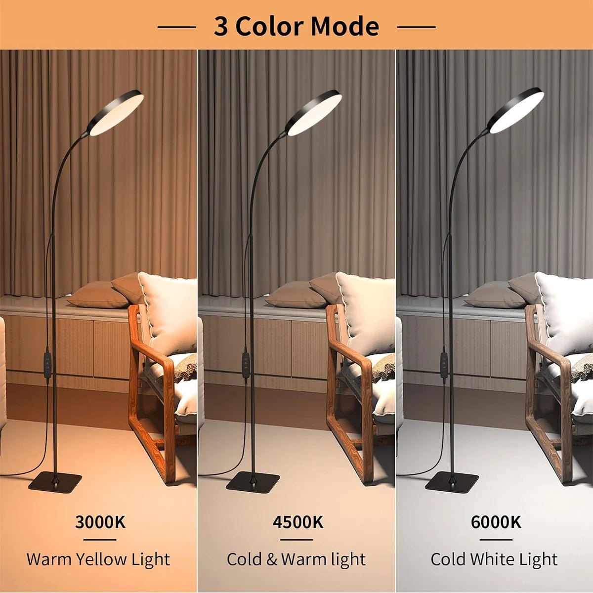 LED - Stehlampe: Flexible Leselampe mit austauschbarem Schwanenhals & Dimmfunktion - ApolettaApoletta