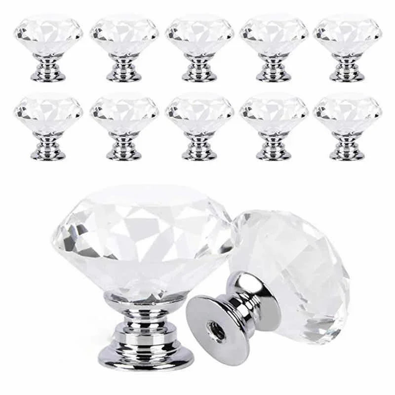 10er Set Kristall - Möbelknöpfe in Diamant - Form - ApolettaApoletta