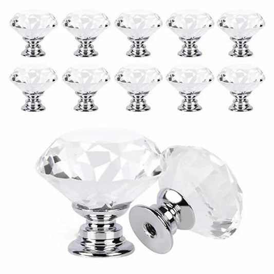 10er Set Kristall - Möbelknöpfe in Diamant - Form - ApolettaApoletta