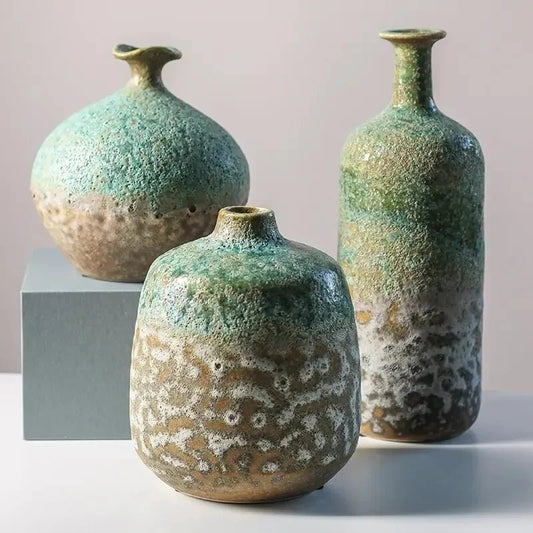 Keramikvase mit Ofenglasur: Farbverlauf & Blaseneffekt für elegante Blumenarrangements - ApolettaApoletta