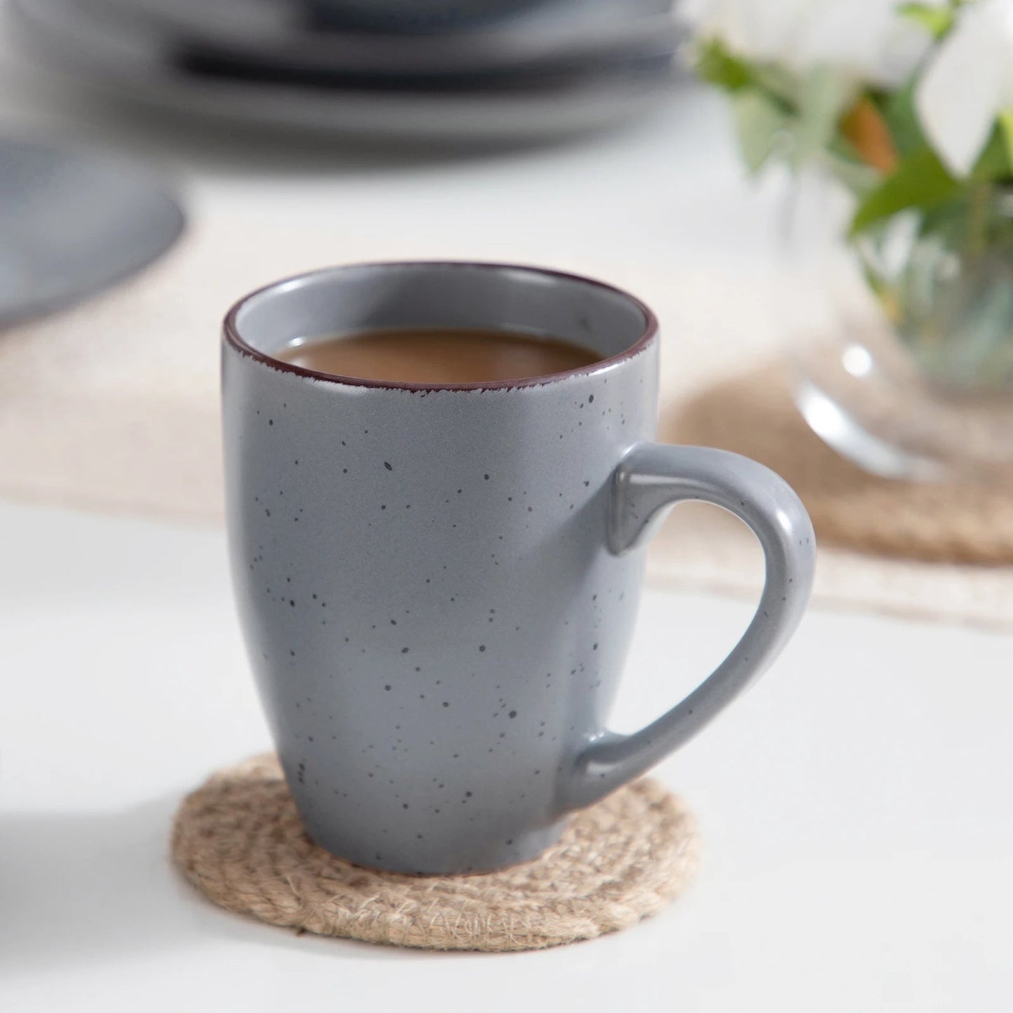 Keramik - Geschirrset: 16/32/48 - teilig in Grau aus Steinzeug mit Teller, Schüssel & Tasse - ApolettaApoletta