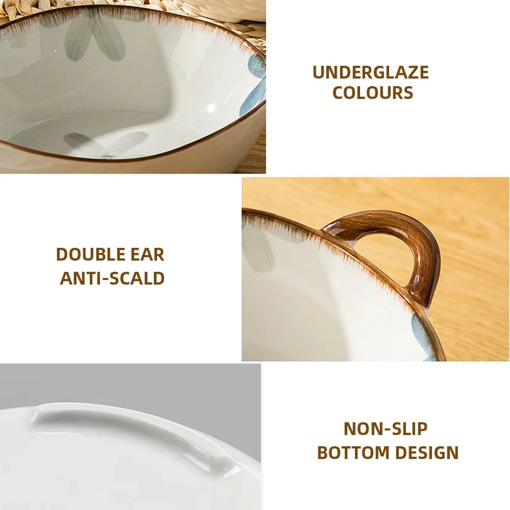 Keramik - Nudelschüssel (1500 ml): Suppen - & Salatschüssel mit Griff - ApolettaApoletta