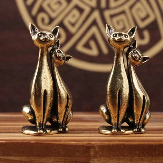 Antike Messing - Katze: Kupfer - Tierskulptur & Räuchergefäß für Katzenliebhaber - ApolettaApoletta