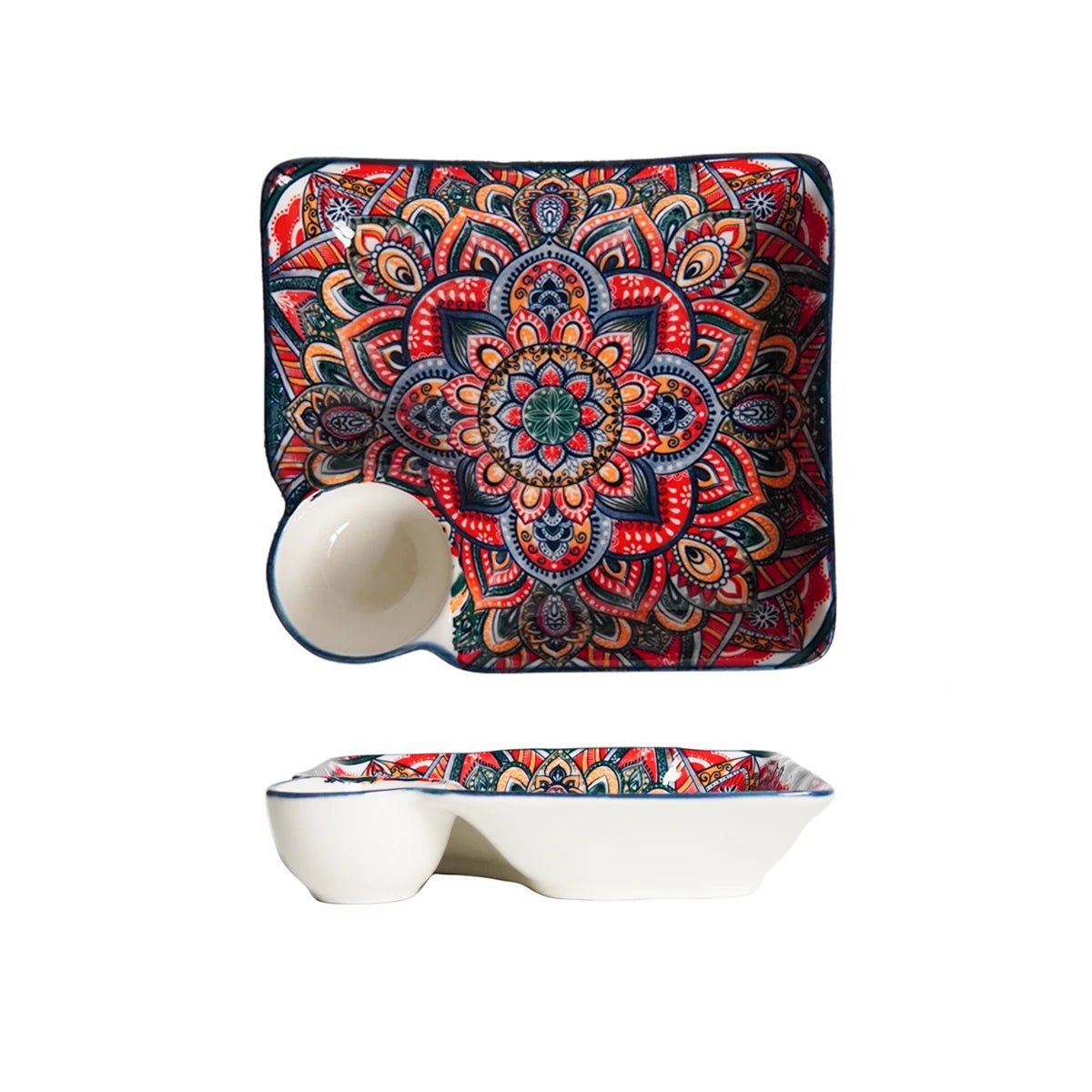 Boho - Keramikgeschirr: Handgefertigtes Set mit einzigartigem Blumenmuster für den täglichen Gebrauch & Outdoor - ApolettaApoletta