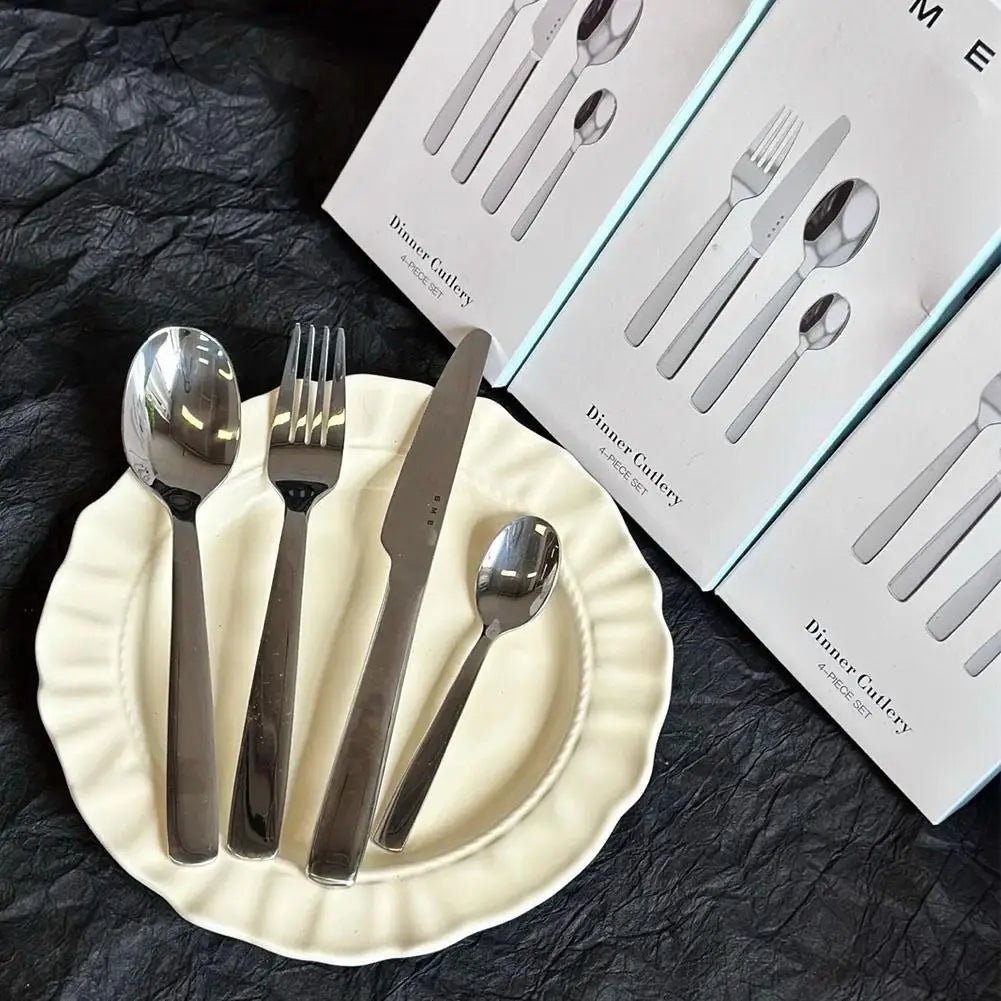 4er - Set Besteck im italienischen Stil: Edelstahl - Gabel, Löffel & Messer - ApolettaApoletta