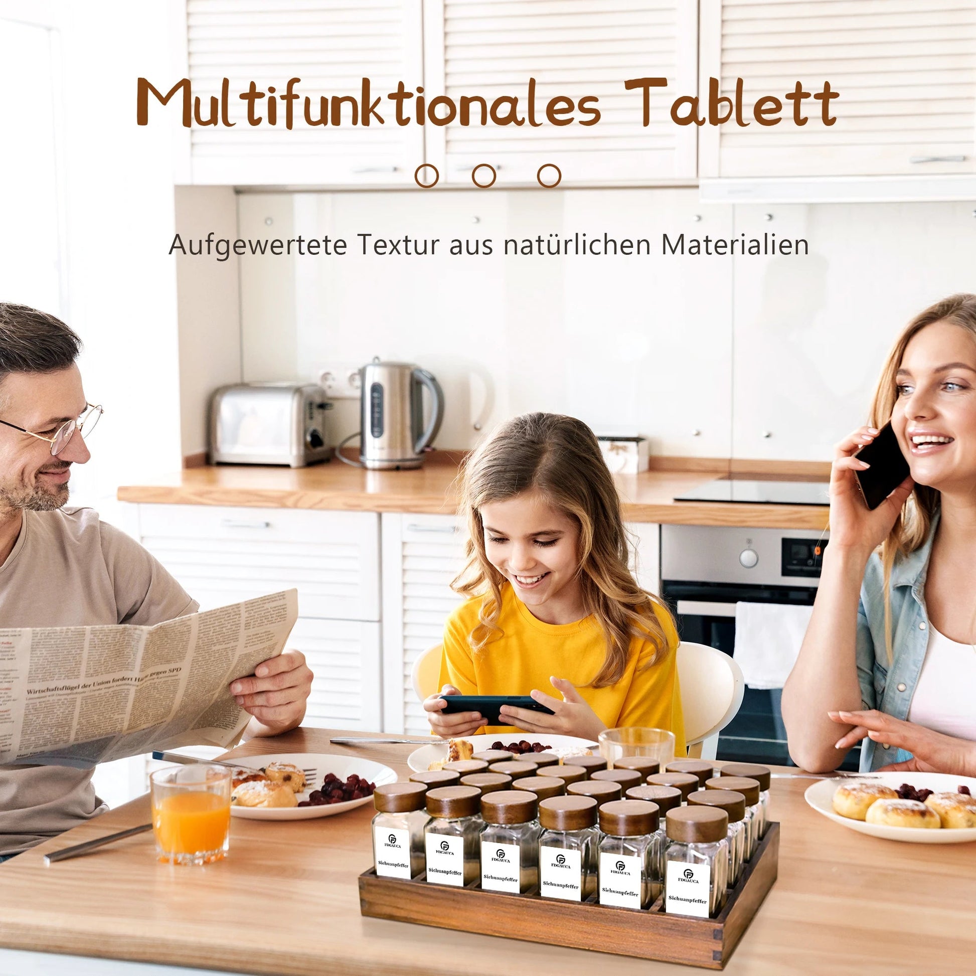 Gewürzregal aus Akazienholz mit 12/24 Gläsern - ApolettaApoletta
