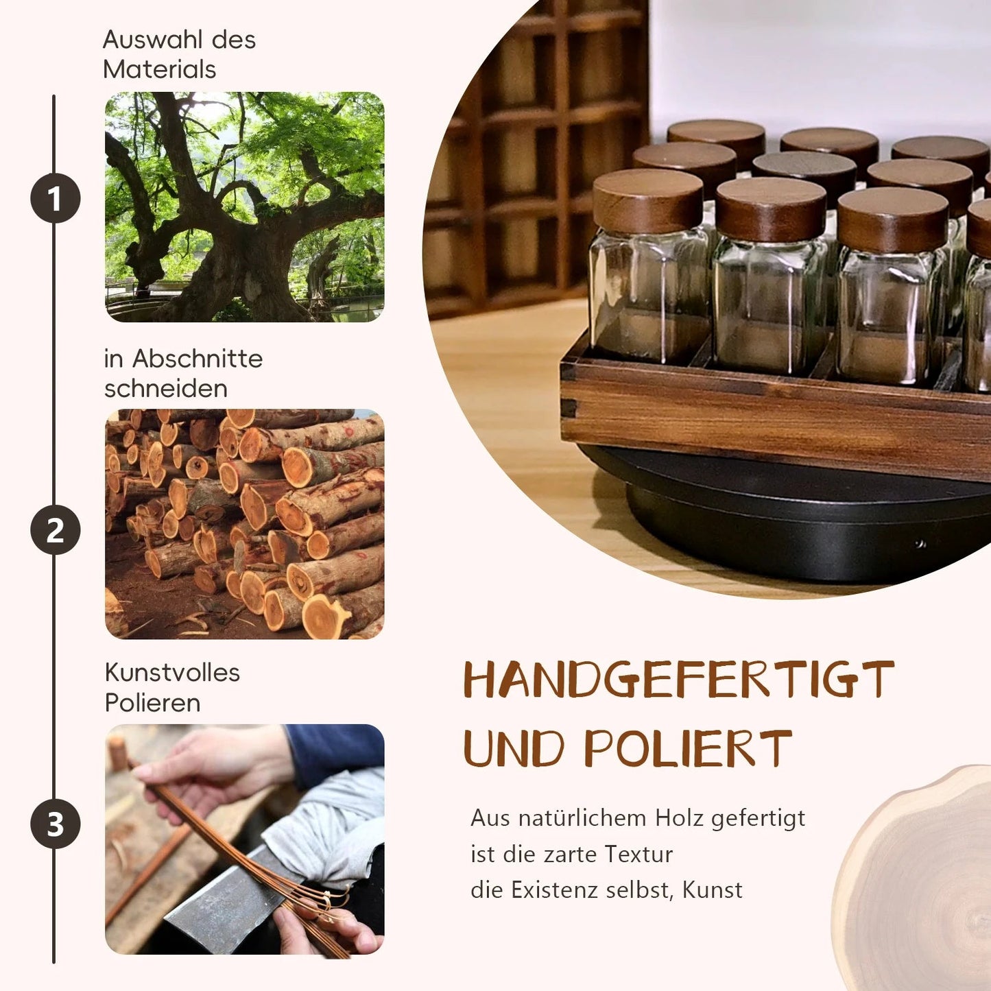 Gewürzregal aus Akazienholz mit 12/24 Gläsern - ApolettaApoletta