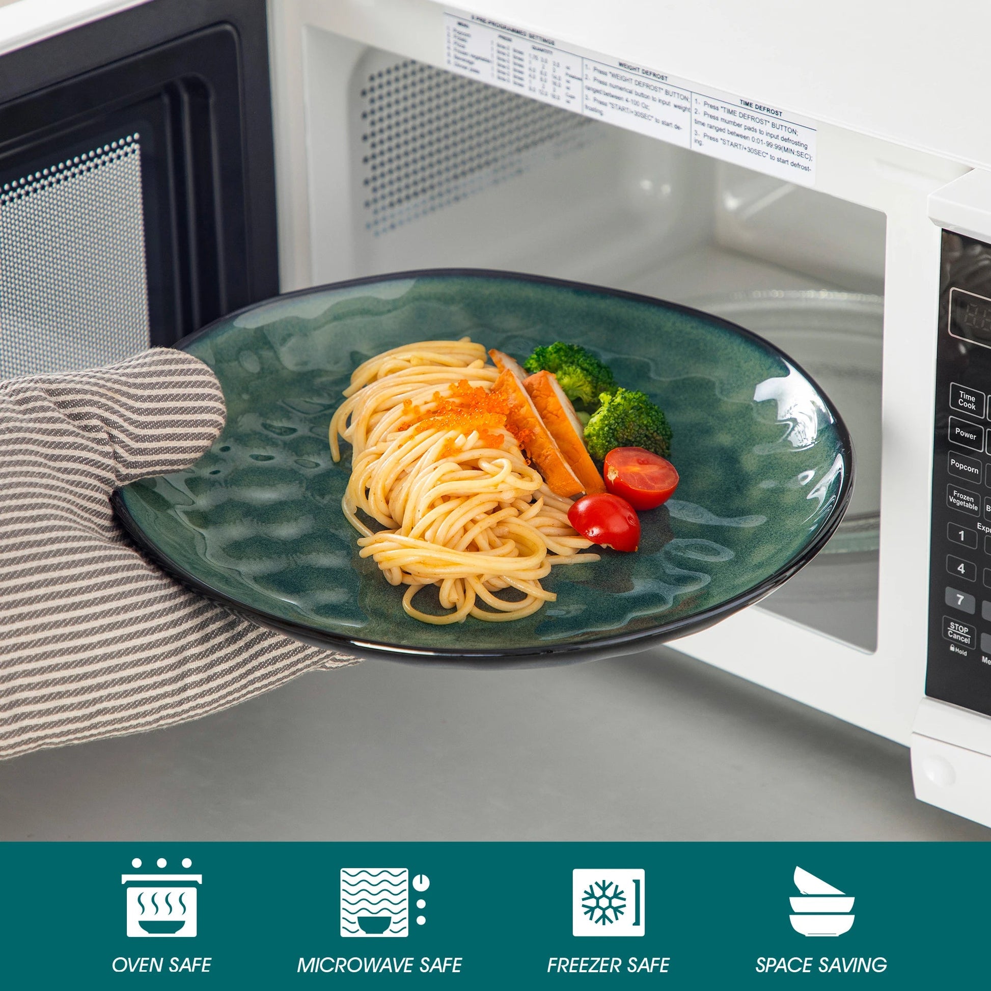 Grünes Keramik - Set: 12/24 - teiliges Geschirr aus Steinzeug für 4 oder 8 Personen - ApolettaApoletta