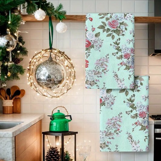 2er - Set Küchentücher: Weich, saugfähig & stilvoll mit Aquarell - Rosen - ApolettaApoletta