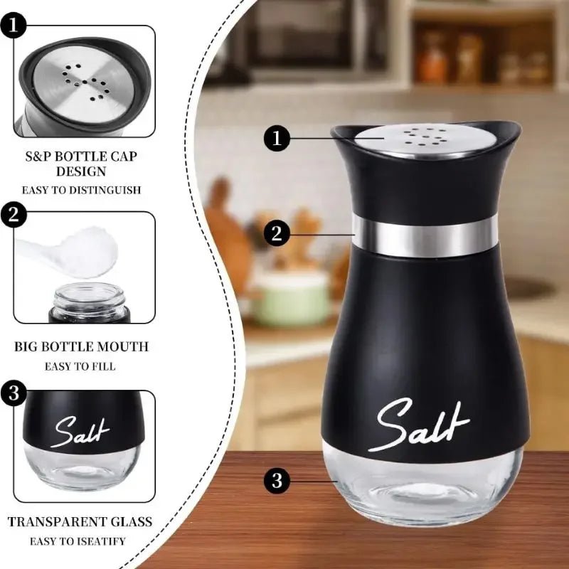 Gewürz - Shaker aus Glas: 2er - Set für Salz, Pfeffer & Grillgewürze - ApolettaApoletta