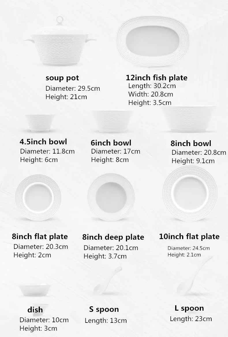 Luxuriöses Keramik - Geschirr - Set: Nordische Relief - Skulptur für Salat, Suppe & Teller - ApolettaApoletta