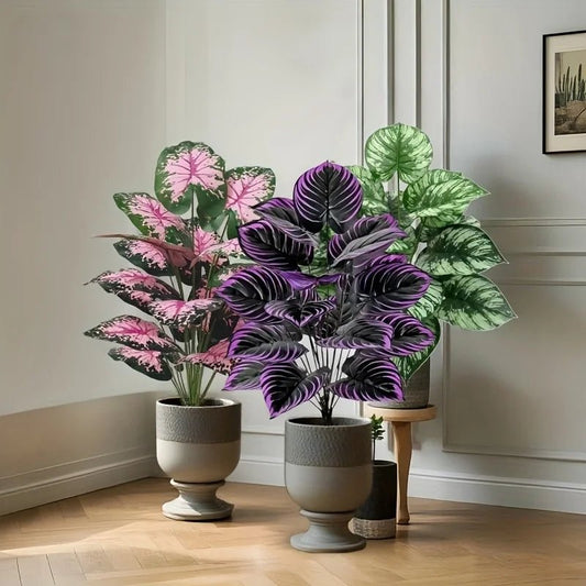 Künstlicher Bonsai - Turm: 3er - Set Grünpflanzen mit 36 Blättern für Deko & Garten - ApolettaApoletta