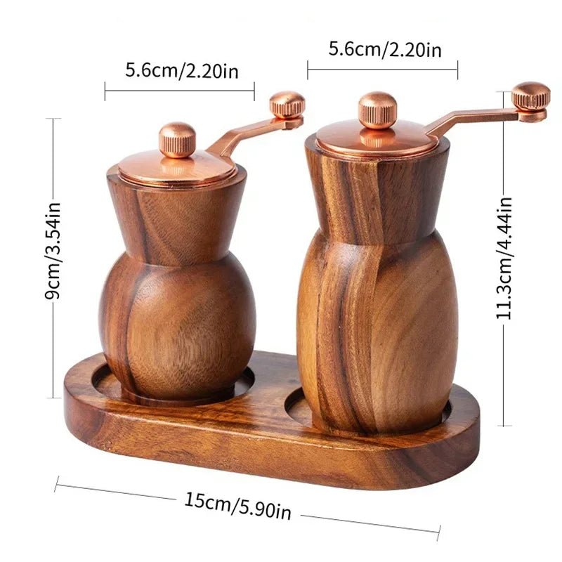 Holz - Pfeffermühlen - Set mit Handkurbel - ApolettaApoletta