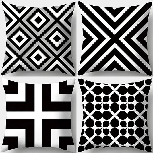 Schwarz - weiße Kissenbezüge: Geometrisches Muster für Sofa, Schlafzimmer - ApolettaApoletta