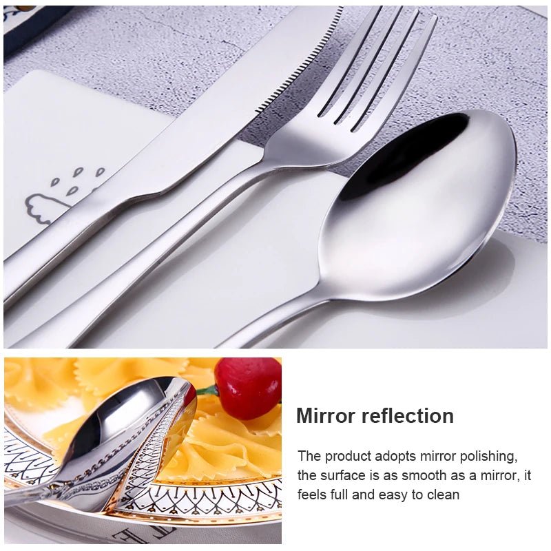 Besteck - Set aus Edelstahl: 20 - oder 40 - teiliges Set für Steakmesser, Gabel & Löffel - ApolettaApoletta